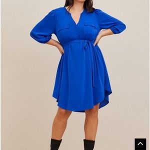 Torrid Mini Studio Crepe de Chine Shirt Dress 2 Plus Blue